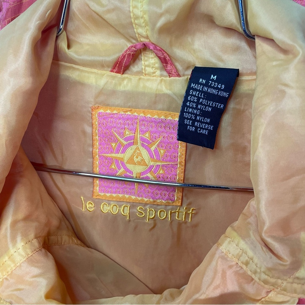 Le Coq Sportif Rare Celestial Compass Print Vibrant Orange and Pink Windbreaker - Picture 3 of 13